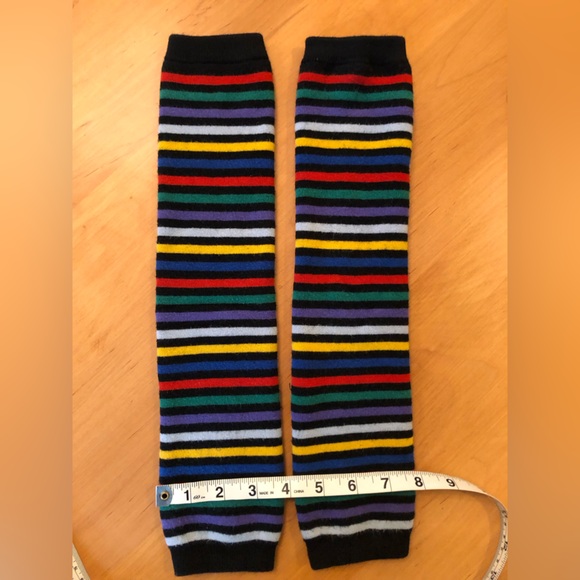 Leg warmers Rainbow stripes with black background, one size (16in long), soft - Picture 2 of 2